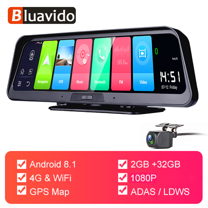 Bluavido-ADAS 4G 10 &IPS ڵ DVR ī޶ ̷ GP..
